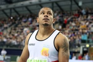 Michael Bryan konnte es beim Zieleinlauf zunächst selbst nicht glauben - 6,67s bedeuteten den Deutschen Meistertitel in der Halle über 60m (Foto: Kiefner)