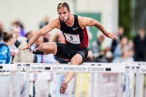 Unser Neuzugang Matthias Bühler bei der diesjährigen B&S Kurpfalz Gala auf der nun heimischen Weinheimer Bahn im Sepp-Herberger-Stadion