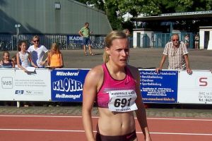 Verena Sailer nach ihrem pfeilschnellen Lauf zur neuen Bestleistung