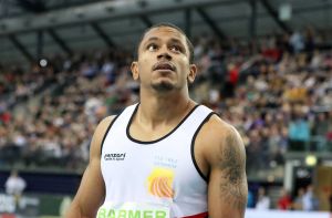 Michael Bryan konnte es beim Zieleinlauf zunächst selbst nicht glauben - 6,67s bedeuteten den Deutschen Meistertitel in der Halle über 60m (Foto: Kiefner)