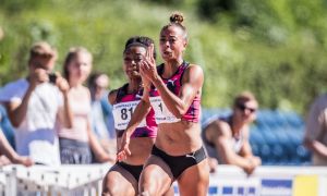 Tatjana Pinto auf dem Weg zur windunterstützten Top-Zeit von 10.96s