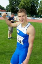 Julian Reus nach seinem Fabellauf über 10,09s