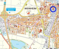 Anfahrtsplan zur Hochsprung Gala in des TSG-Halle in Weinheim