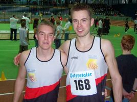 Florian Oswald (li.) und Thomas Giese (re.) bei den Süddeutschen Hallenmeisterschaften